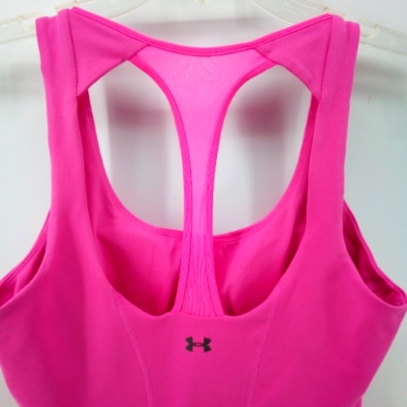 Under Armour Pink Sports Bra Tank Top Lightly Padded S Gym Running Workout - Picture 3 of 6